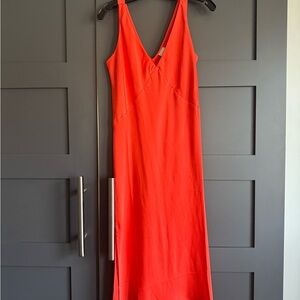 a new day Vibrant Orange Midi Dress